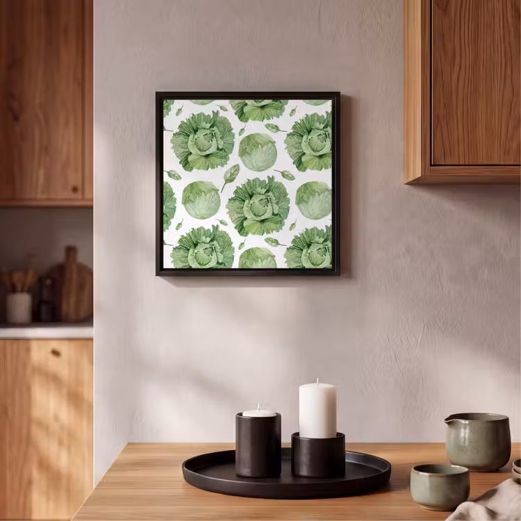 Kool - Bladgroen - Wit - Patroon Canvas met baklijst klein 1124 -atmosphere_sfeer2_global