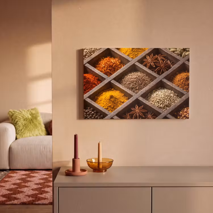 Leinwandbild - Kräuter – Holz – Essen - Kruiden - Houten - Eten canvas 2cm klein
