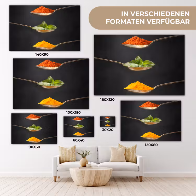 Kruiden - Lepel - Specerijen - Zwart - Italiaans canvas 2cm klein -Xsfeer8_DE