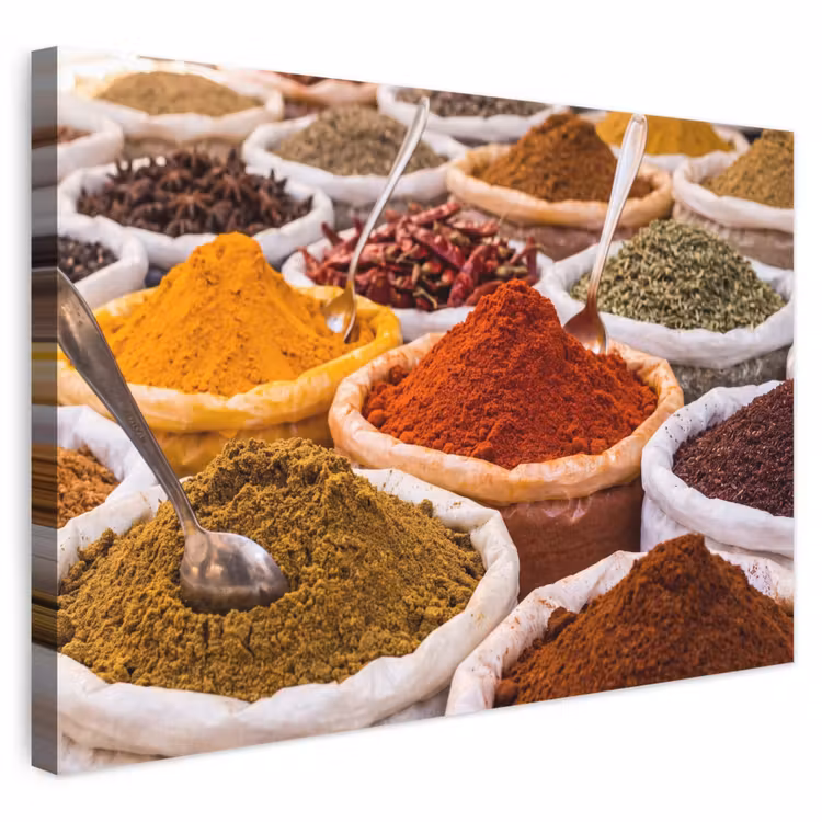 Leinwandbild - Kräuter – Markt – Essen - Kruiden - Markt - Eten canvas 2cm klein