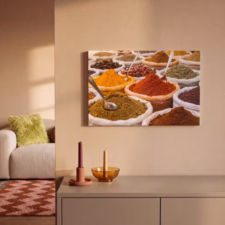 Leinwandbild - Kräuter – Markt – Essen - Kruiden - Markt - Eten canvas 2cm klein