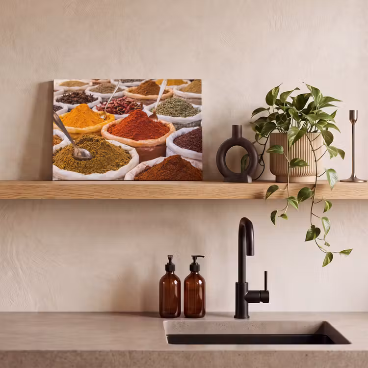 Leinwandbild - Kräuter – Markt – Essen - Kruiden - Markt - Eten canvas 2cm klein