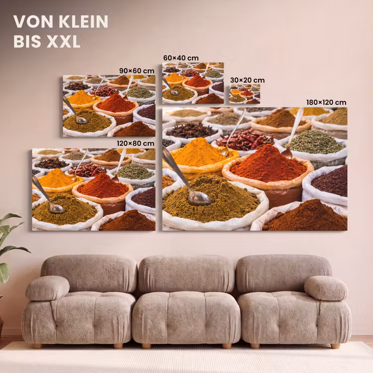 Leinwandbild - Kräuter – Markt – Essen - Kruiden - Markt - Eten canvas 2cm klein