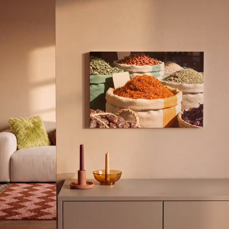 Leinwandbild - Kräuter – Markt – Farbenfroh - Kruiden - Markt - Kleurrijk canvas 2cm klein