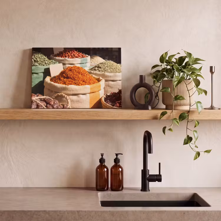 Leinwandbild - Kräuter – Markt – Farbenfroh - Kruiden - Markt - Kleurrijk canvas 2cm klein