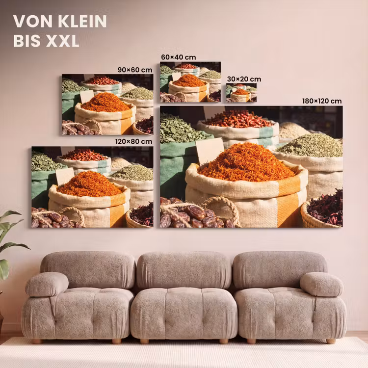 Leinwandbild - Kräuter – Markt – Farbenfroh - Kruiden - Markt - Kleurrijk canvas 2cm klein