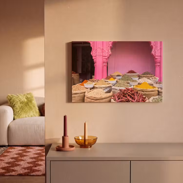 Leinwandbild - Kräuter – Markt – Rosa - Kruiden - Markt - Roze canvas 2cm klein