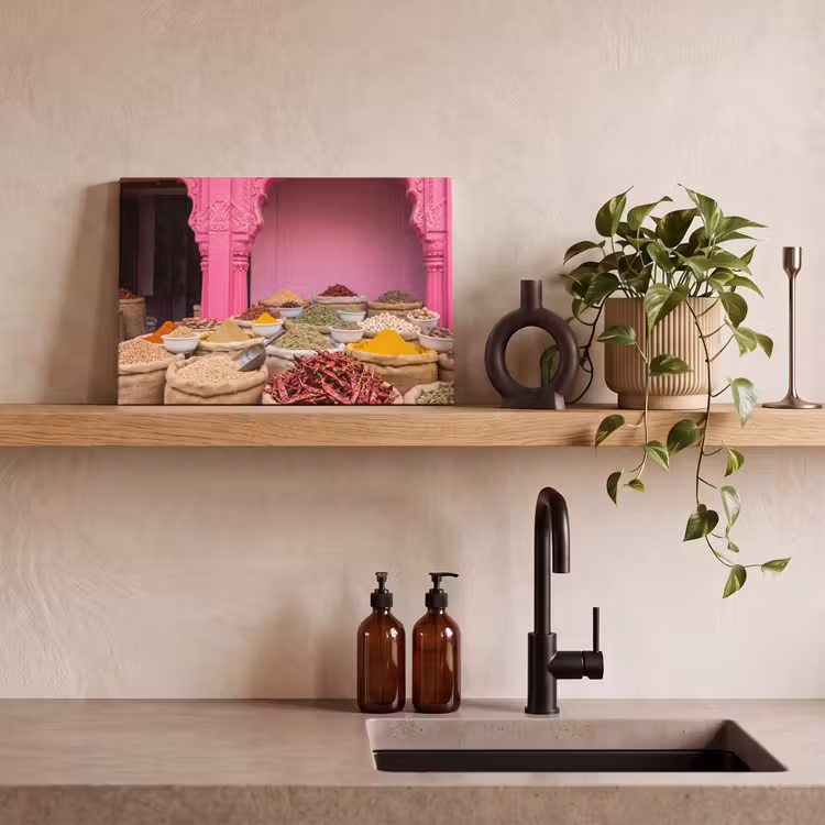 Leinwandbild - Kräuter – Markt – Rosa - Kruiden - Markt - Roze canvas 2cm klein