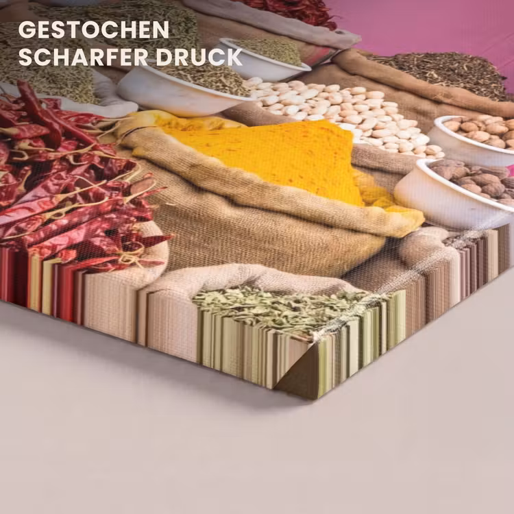 Leinwandbild - Kräuter – Markt – Rosa - Kruiden - Markt - Roze canvas 2cm klein