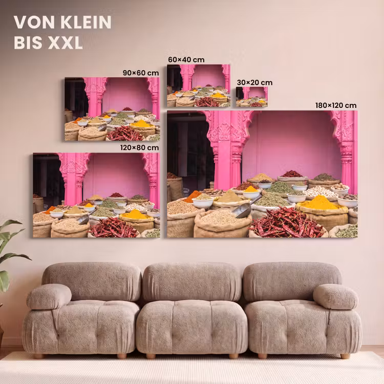 Leinwandbild - Kräuter – Markt – Rosa - Kruiden - Markt - Roze canvas 2cm klein