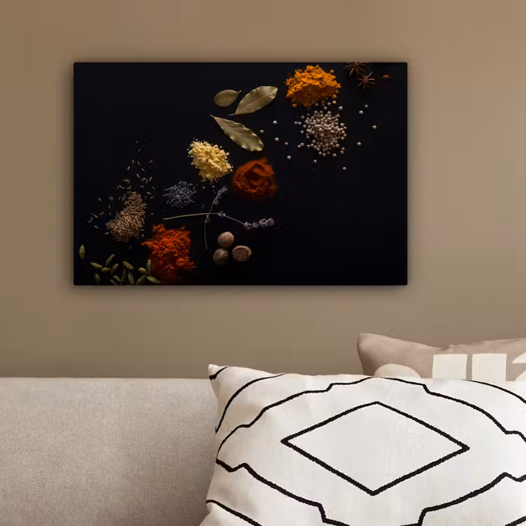Kruiden - Zwart - Specerijen - Keuken - Koken canvas 2cm klein -sfeer6