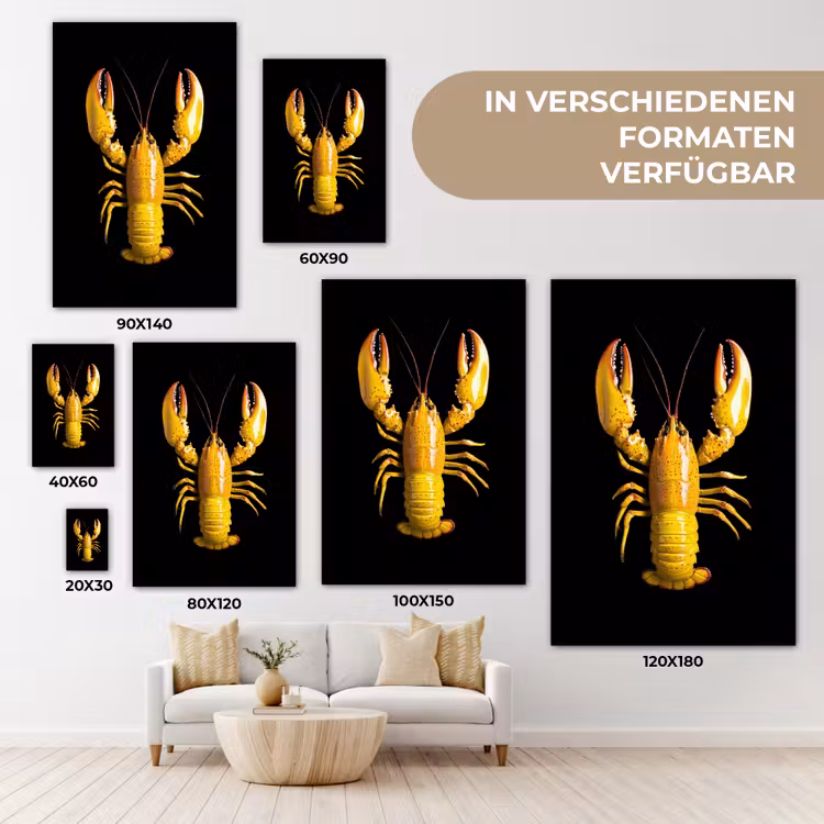 Kreeft - Geel - Stippen - Effen canvas 2cm klein -uniquesellingpoint_afwerking-onlywow_DE