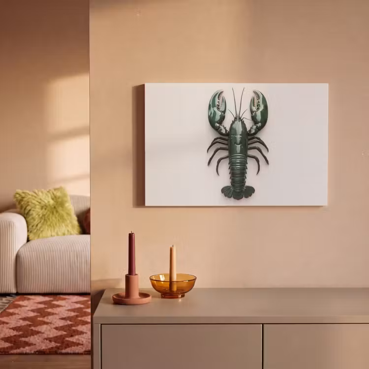 Kreeft - Glossier - Groen - Wit canvas 2cm klein -sfeer1