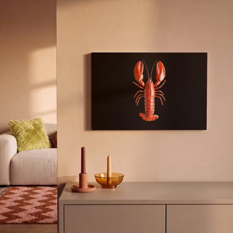 Kreeft - Glossier Rood - Zwart canvas 2cm klein -sfeer1