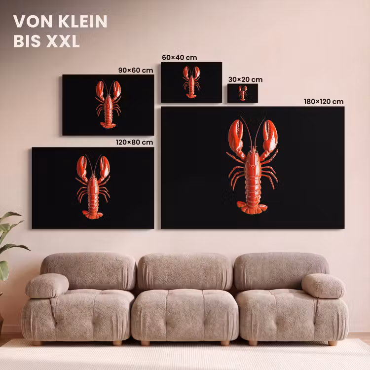 Kreeft - Glossier Rood - Zwart canvas 2cm klein -Xsfeer8_DE