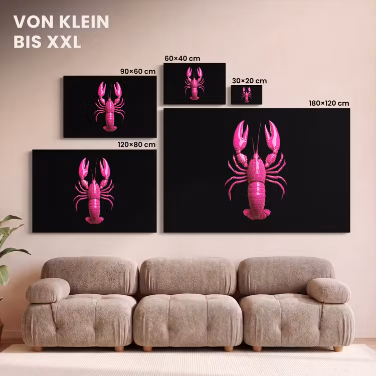 Kreeft - Felroze - Stippen - Opvallend canvas 2cm klein -Xsfeer8_DE