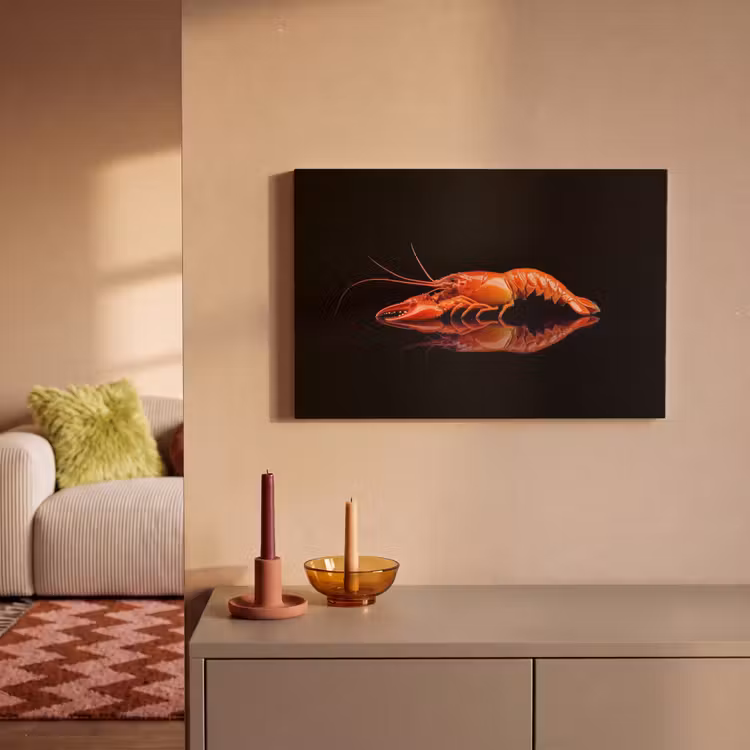 Kreeft - Oranje - Zwart - Opvallend canvas 2cm klein -sfeer1