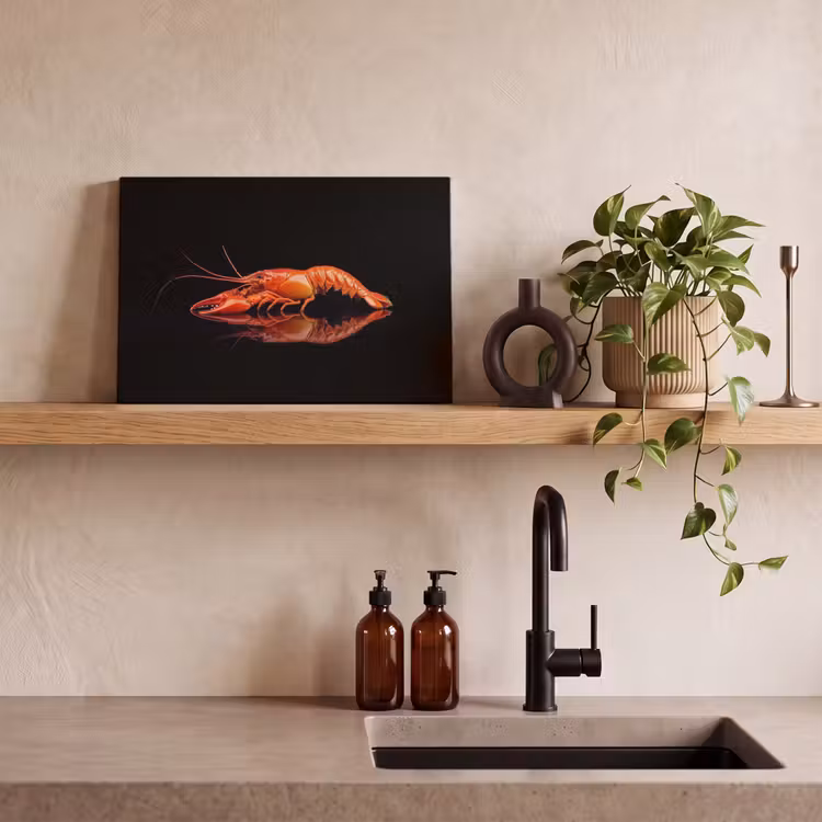 Kreeft - Oranje - Zwart - Opvallend canvas 2cm klein -sfeer6