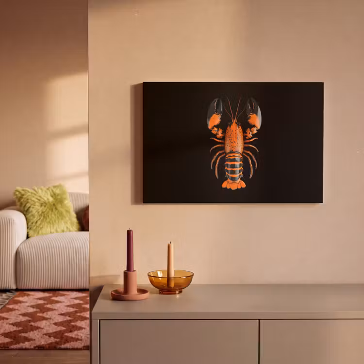 Kreeft - Oranje - Zwart - Modern canvas 2cm klein -sfeer1