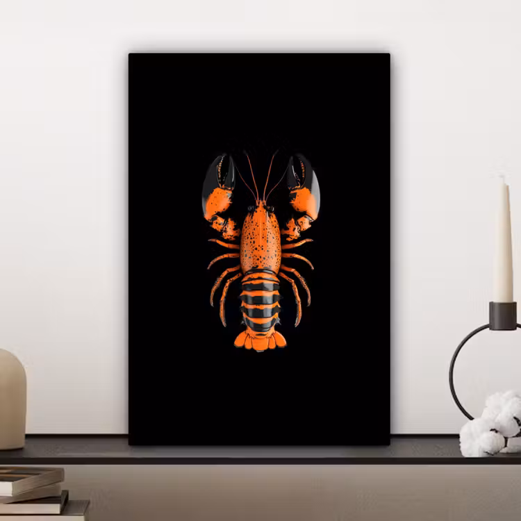 Kreeft - Oranje - Zwart - Modern canvas 2cm klein -closeup_print_DE
