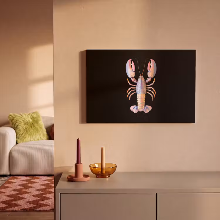 Kreeft - Roze - Zacht - Zwart canvas 2cm klein -sfeer1