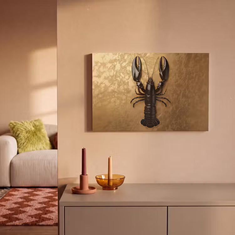 Kreeft - Zwart - Goud - Luxe canvas 2cm klein -sfeer1