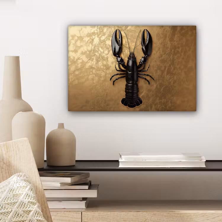 Kreeft - Zwart - Goud - Luxe canvas 2cm klein -sfeer6