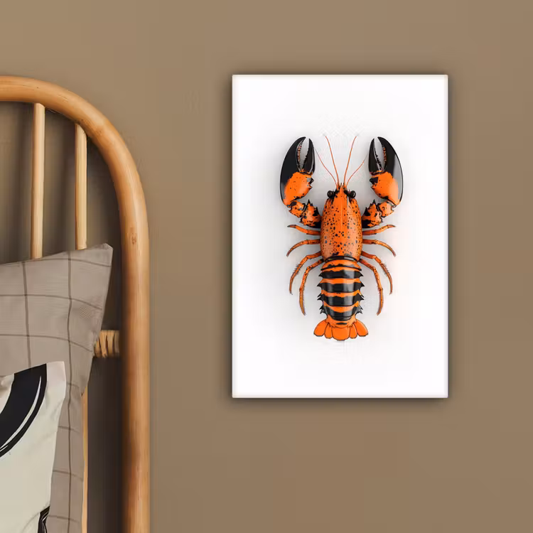 Kreeft - Zwart - Oranje - Wit - Uniek canvas 2cm klein -closeup_print_DE