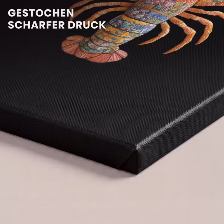 Kreeft - Borduur - Kleurrijk - Bloemen canvas 2cm klein -uniquesellingpoint_afwerking-onlywow_DE