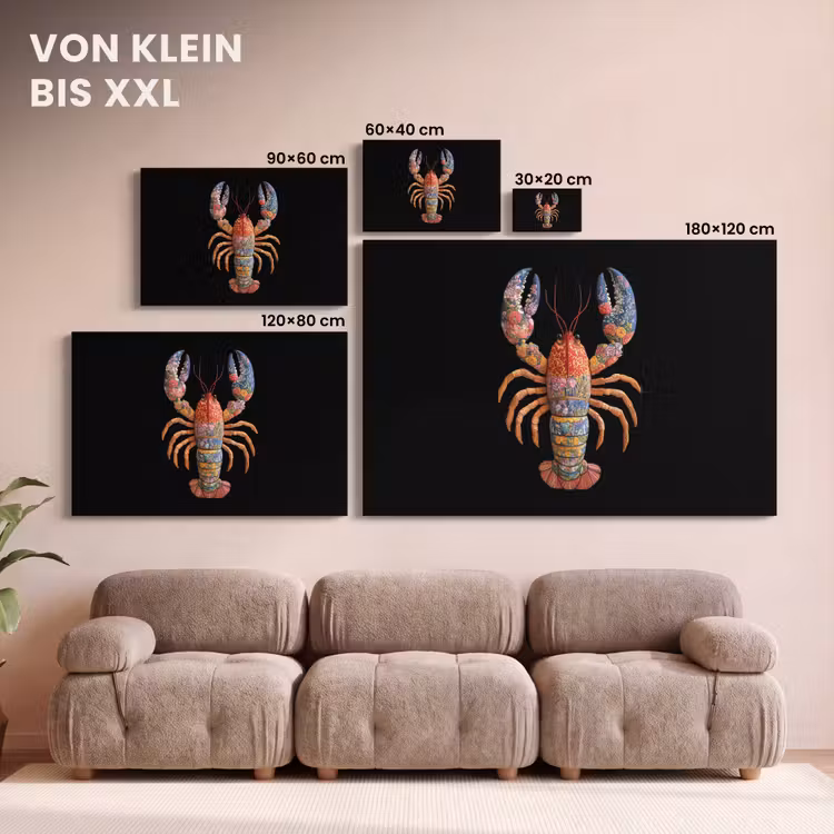 Kreeft - Borduur - Kleurrijk - Bloemen canvas 2cm klein -Xsfeer8_DE