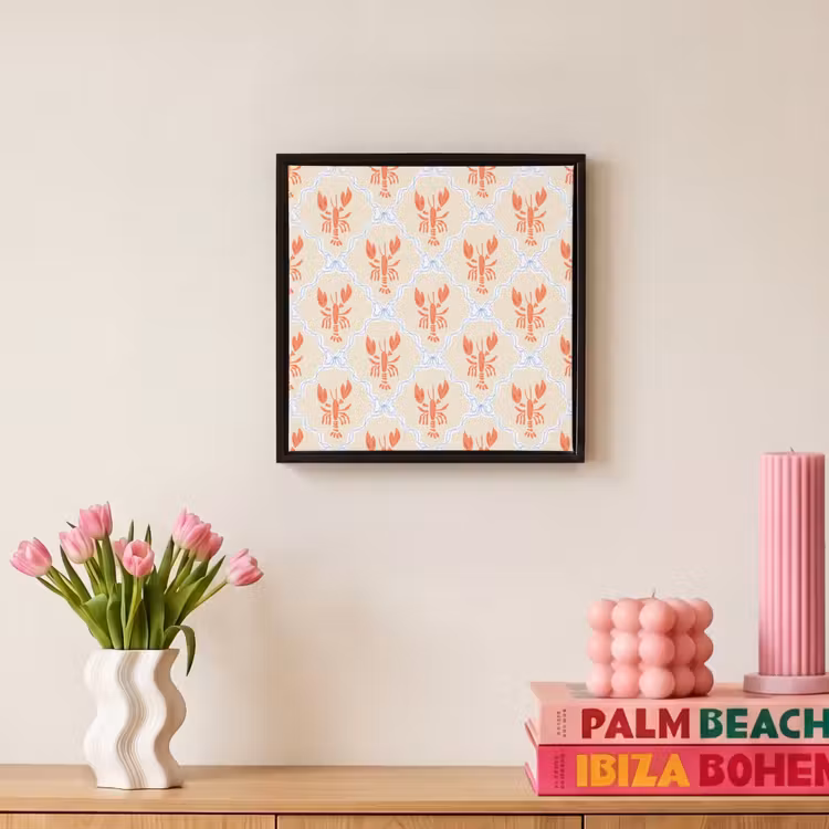 Kreeft - Geel - Patroon Canvas met baklijst klein 1124 -atmosphere_sfeer1_global