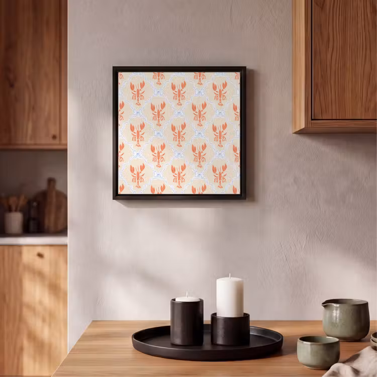Kreeft - Geel - Patroon Canvas met baklijst klein 1124 -atmosphere_sfeer2_global