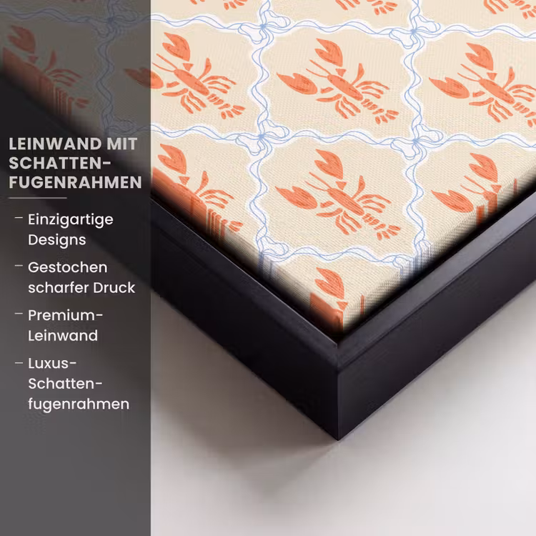 Kreeft - Geel - Patroon Canvas met baklijst klein 1124 -uniquesellingpoint_productkenmerken_DE