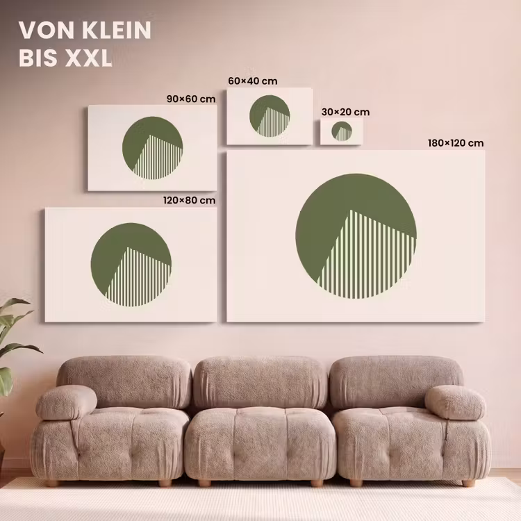 Cirkel - Strepen - Geometrisch - Abstract - Groen canvas 2cm klein -Xsfeer8_DE