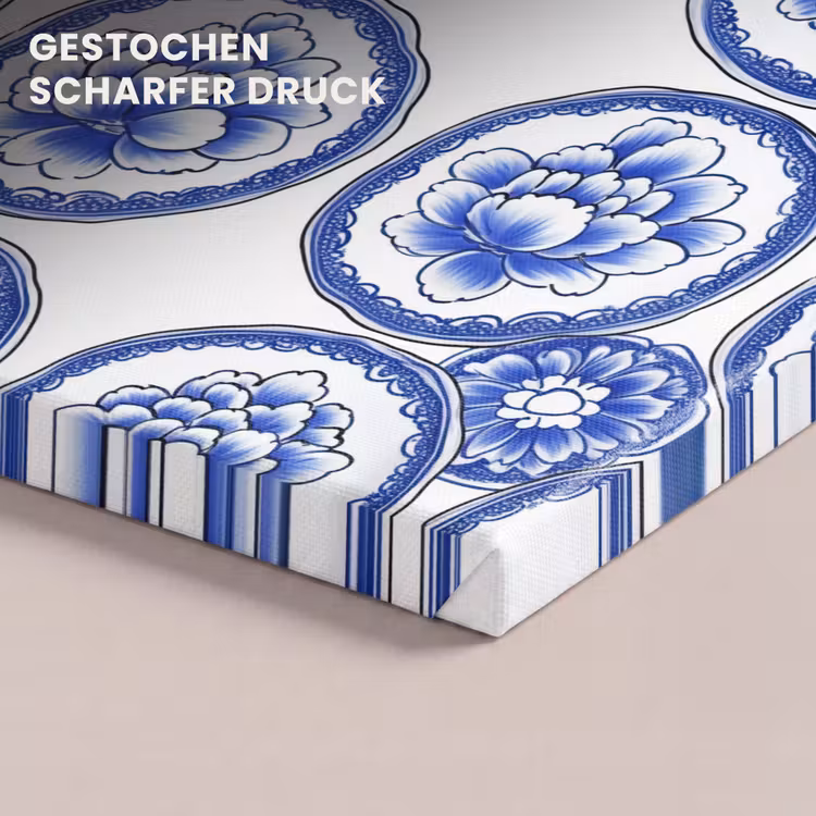 Cirkels - Bloemen - Blauw canvas 2cm klein 34 -closeup_print_DE