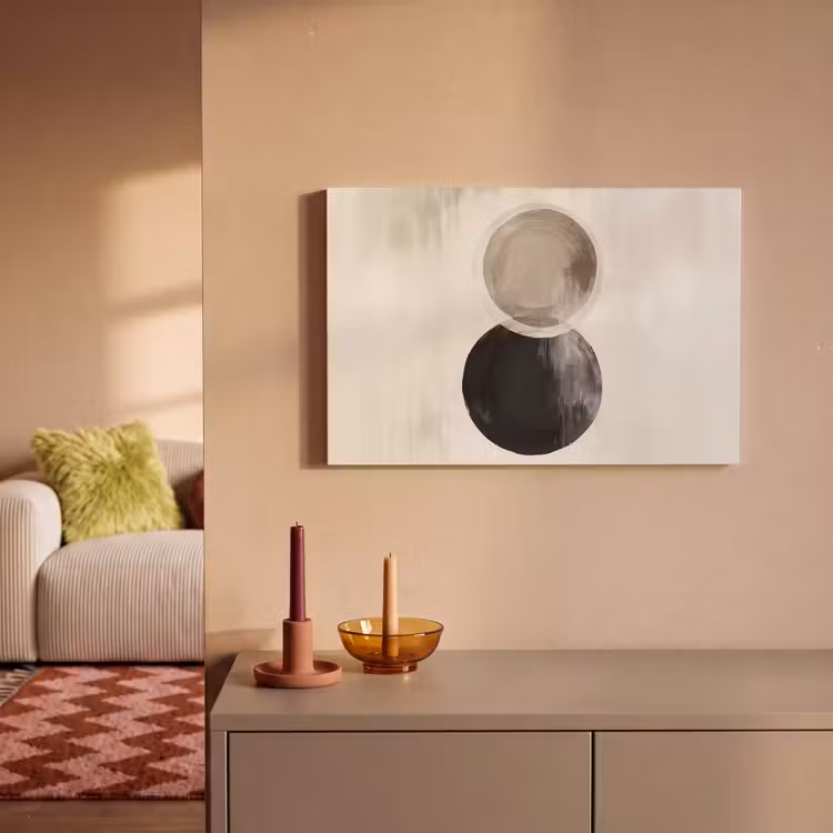 Cirkels - Vorm - Beige - Abstract canvas 2cm klein -sfeer1