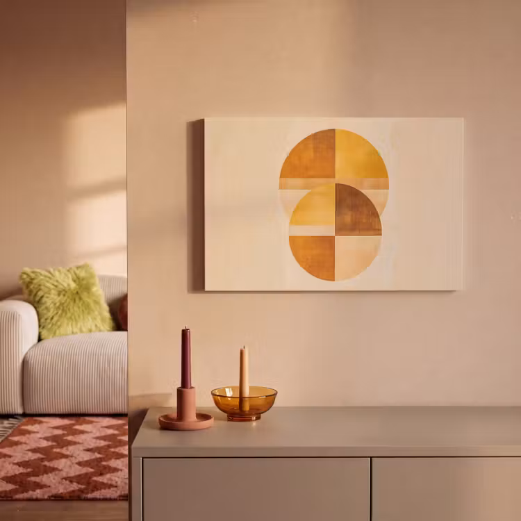 Cirkels - Geel - Minimalistisch canvas 2cm klein -sfeer1