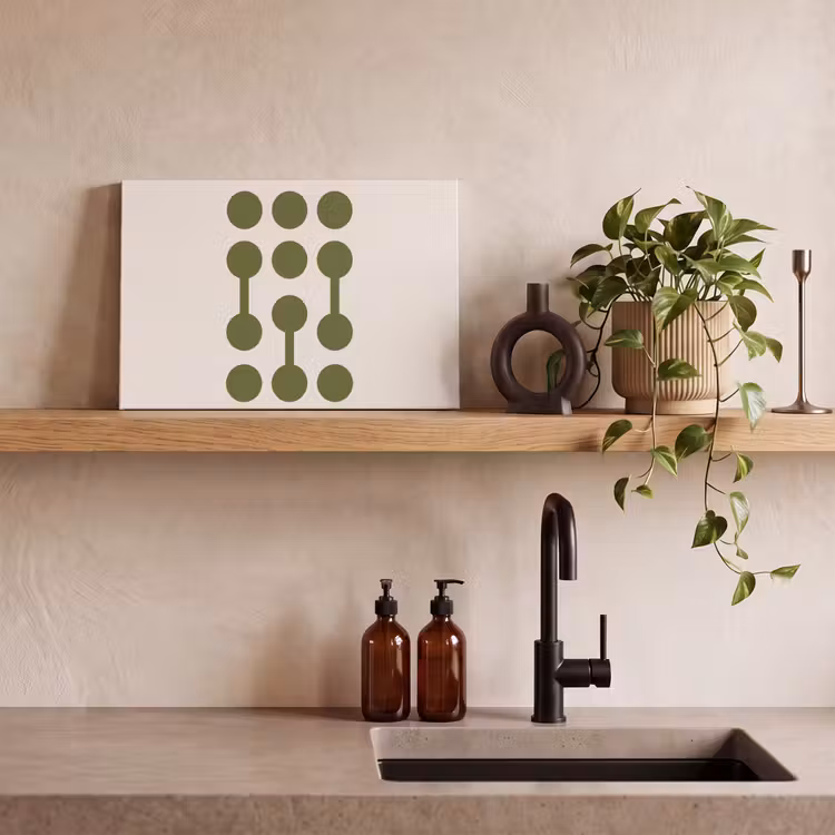 Cirkels - Geometrisch - Abstract - Modern - Groen canvas 2cm klein -sfeer3