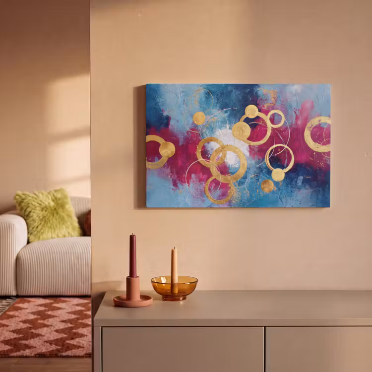 Cirkels - Goud - Abstract canvas 2cm klein -sfeer1