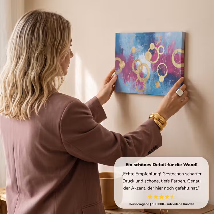 Cirkels - Goud - Abstract canvas 2cm klein -sfeer3