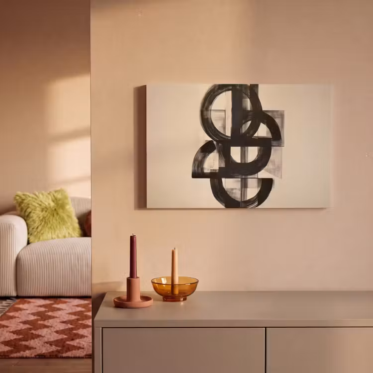 Cirkels - Lijnen - Vormen - Zwart canvas 2cm klein -sfeer1