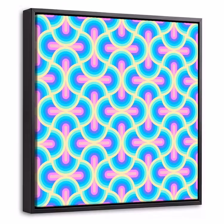 Cirkels - Neon - Bogen Canvas met baklijst klein 1124 -threedimensional_3d_global