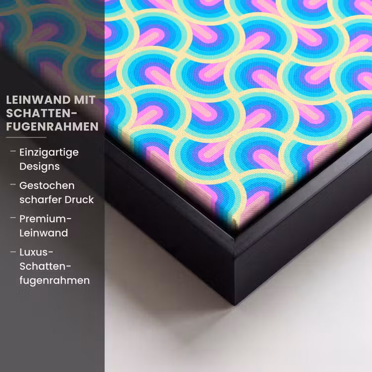 Cirkels - Neon - Bogen Canvas met baklijst klein 1124 -uniquesellingpoint_productkenmerken_DE