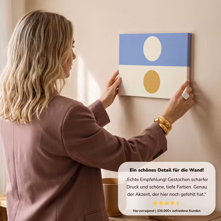 Cirkels - Symmetrisch - Wit - Blauw- Geel canvas 2cm klein -Xsfeer7_DE