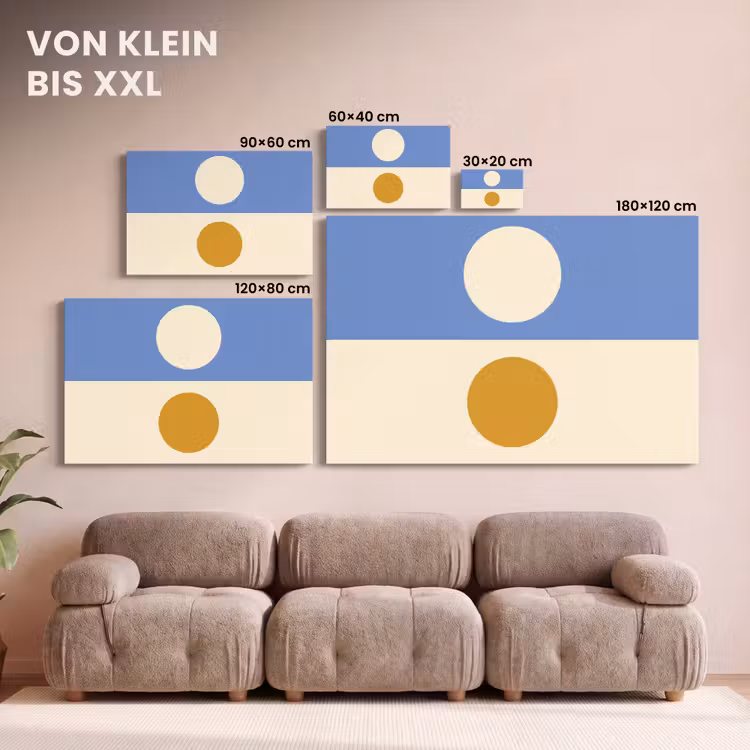 Cirkels - Symmetrisch - Wit - Blauw- Geel canvas 2cm klein -Xsfeer8_DE