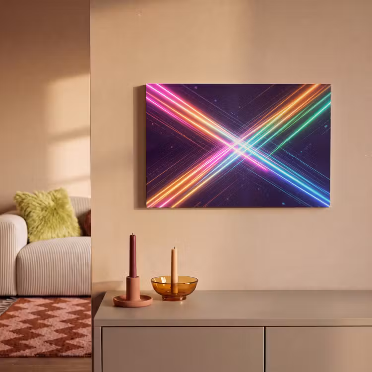 Kruisen - Lasterstralen - Neon canvas 2cm klein -sfeer1
