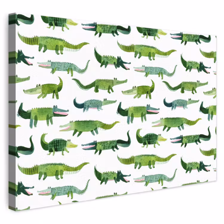 krokodillen - Speels - Groen canvas 2cm klein 34 -3d