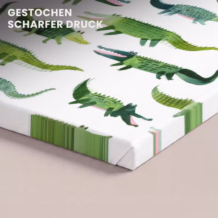 krokodillen - Speels - Groen canvas 2cm klein 34 -closeup_print_DE