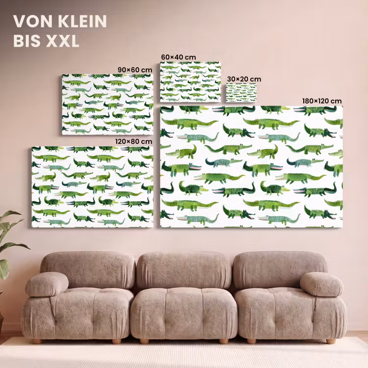 krokodillen - Speels - Groen canvas 2cm klein 34 -Xsfeer8_DE