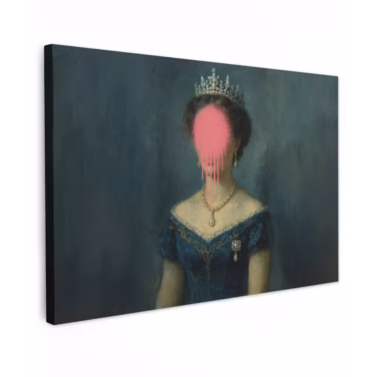 Kroon - Roze druipend verf - Portret canvas 2cm klein -z3d